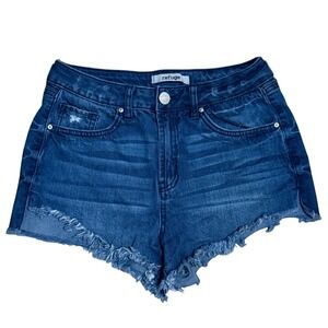 Refuge Women's Blue Denim Distressed Frayed Hem Jean Shorts Size 2